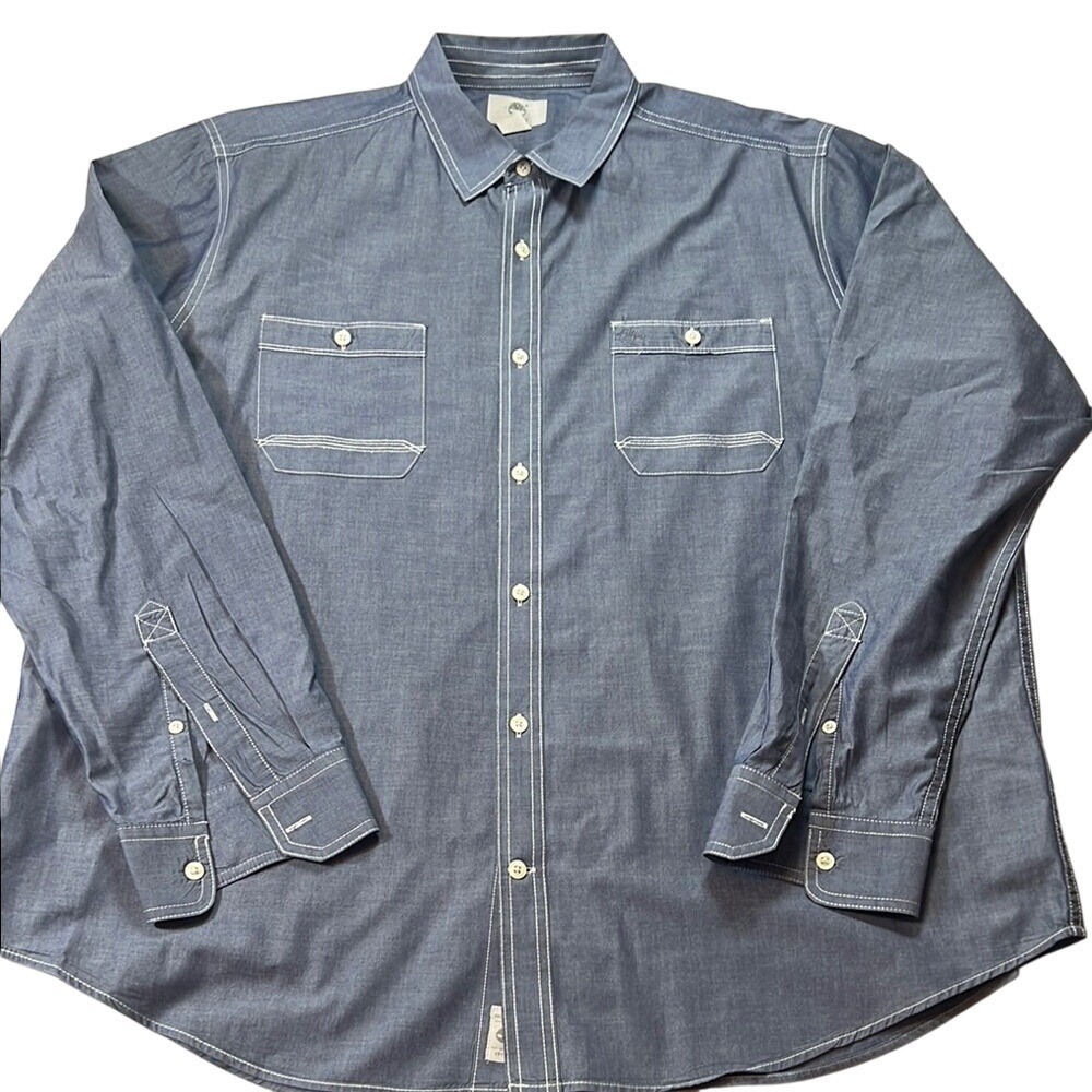 Timberland Chambray Work Shirt Long Sleeve‎ Button Up Casual Menswear